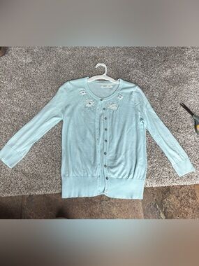 Old Navy Light Blue Embellished Button-Up Cardigan
